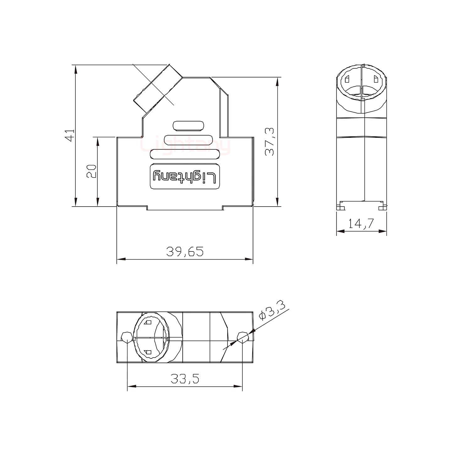 3V3公短体焊线20A+15P金属外壳1679斜出线4~12mm