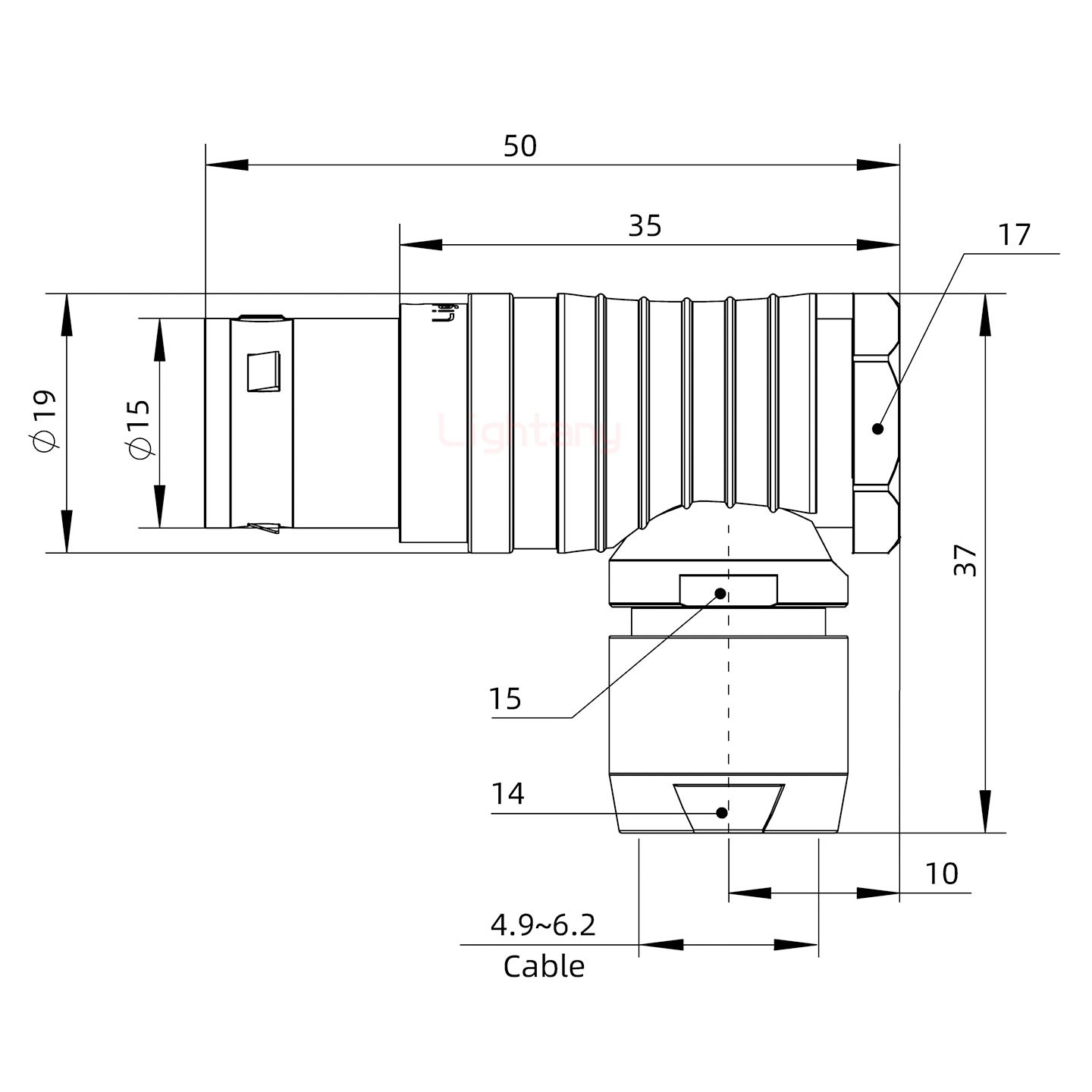 FHG.3B.016.CLAD62弯式插头