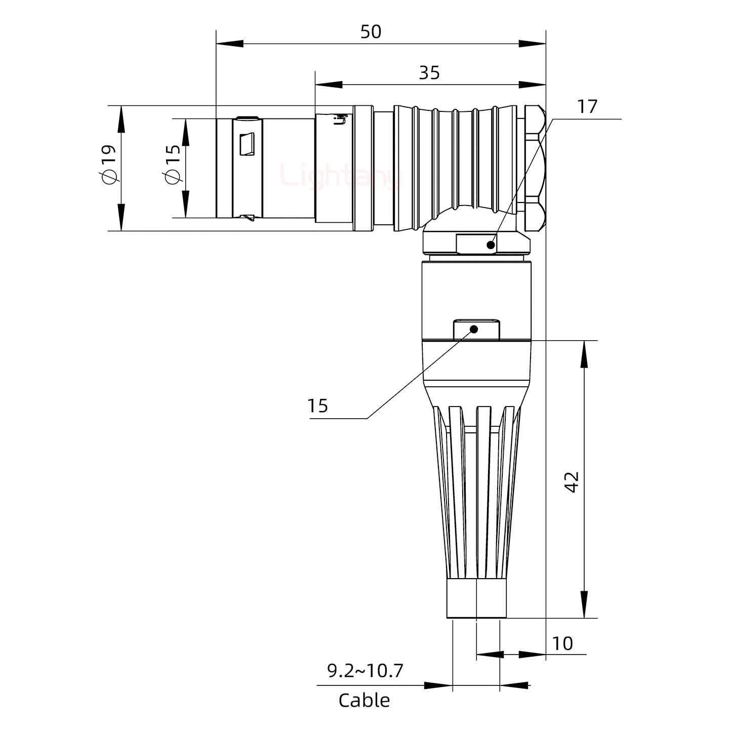 FHG.3B.022.CLAD10Z带护套弯式插头
