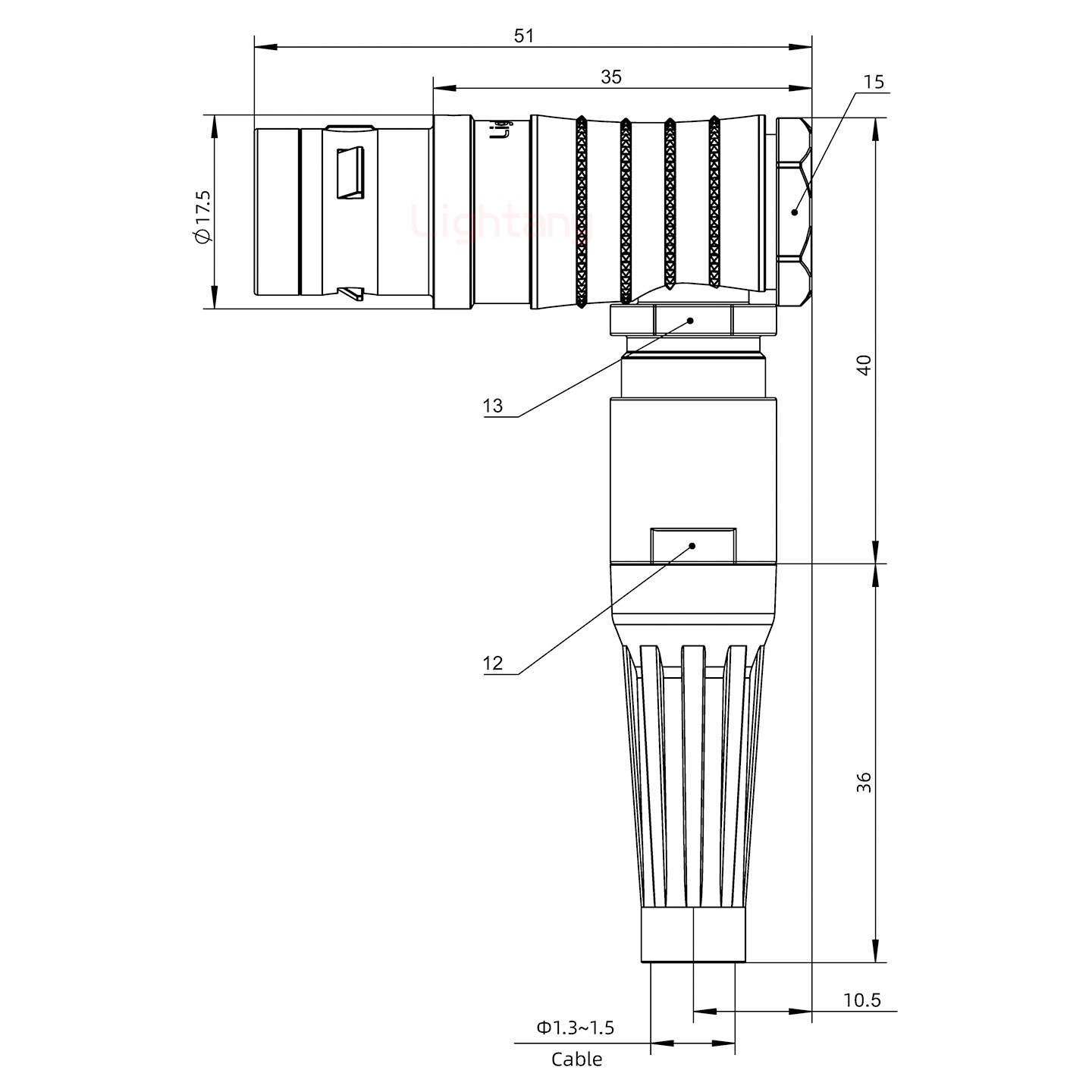 FHG.2K.014.CLAC15Z推拉自锁带护套弯式插头