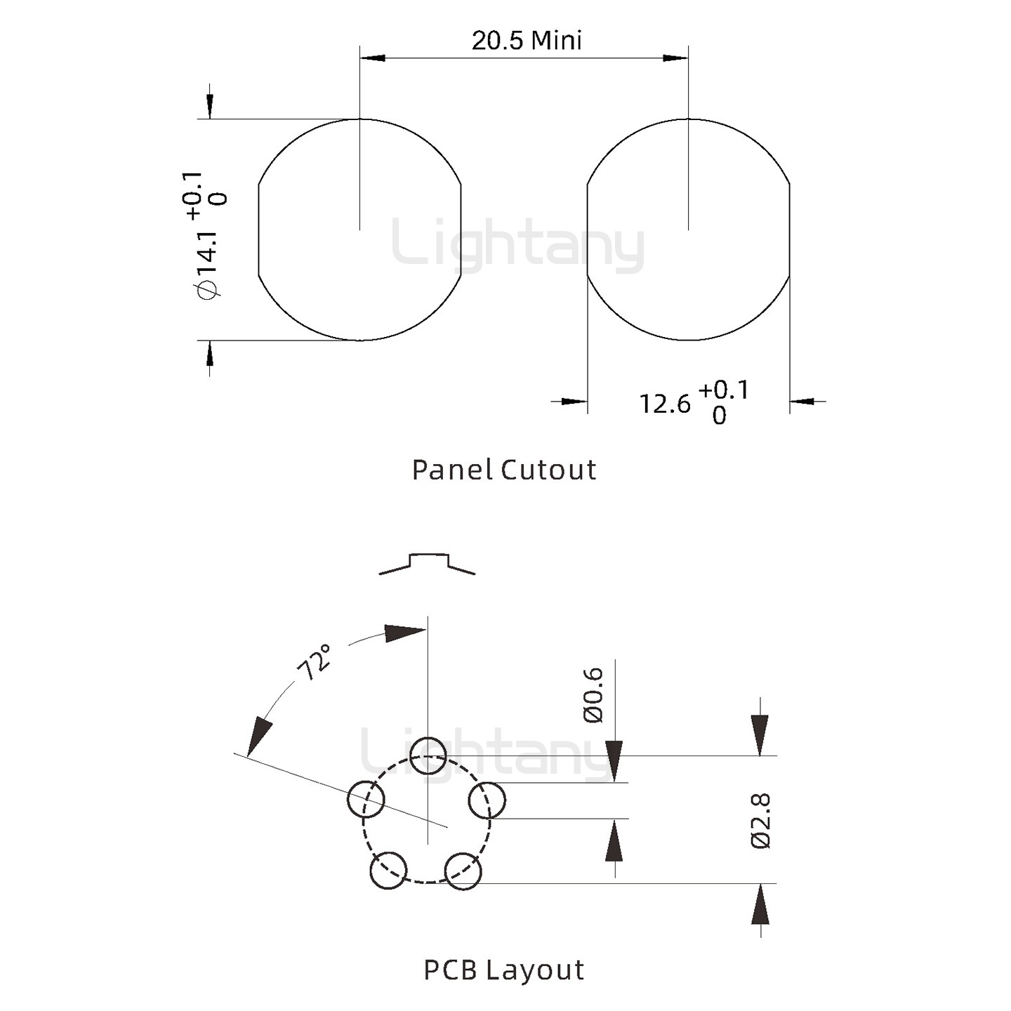 EEG.0K.005.CLN推拉自锁前螺母插座 PCB直插板