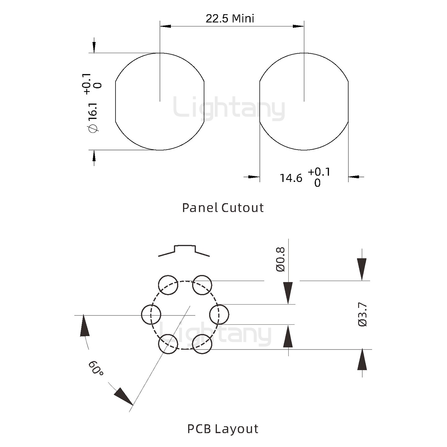 EEG.1K.006.CLN推拉自锁前螺母插座 PCB直插板