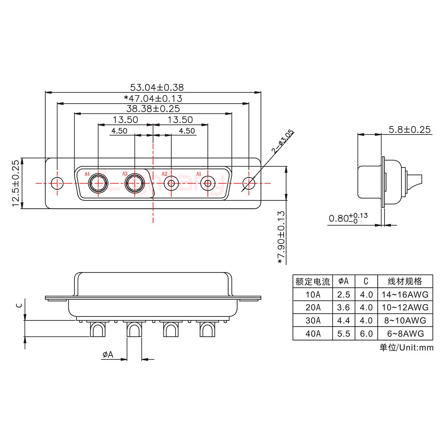 4V4母短体焊线40A+25P金属外壳1657直出线4~12mm
