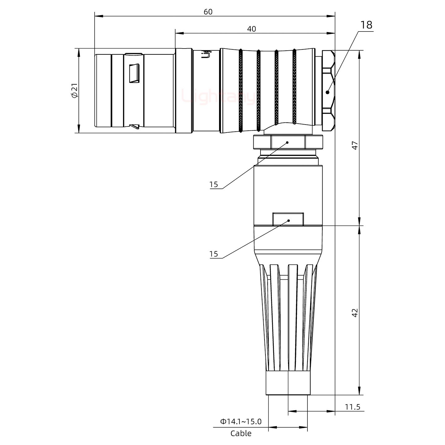 FHG.3K.002.CLAK15Z推拉自锁带护套弯式插头