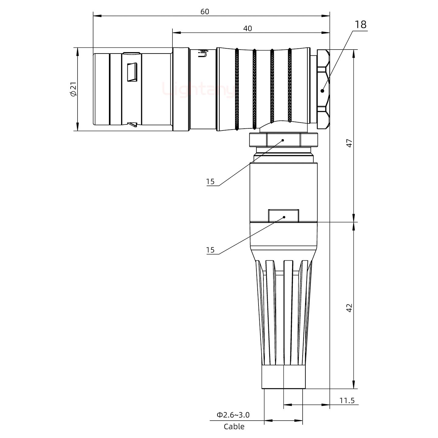 FHG.3K.002.CLAC30Z推拉自锁带护套弯式插头