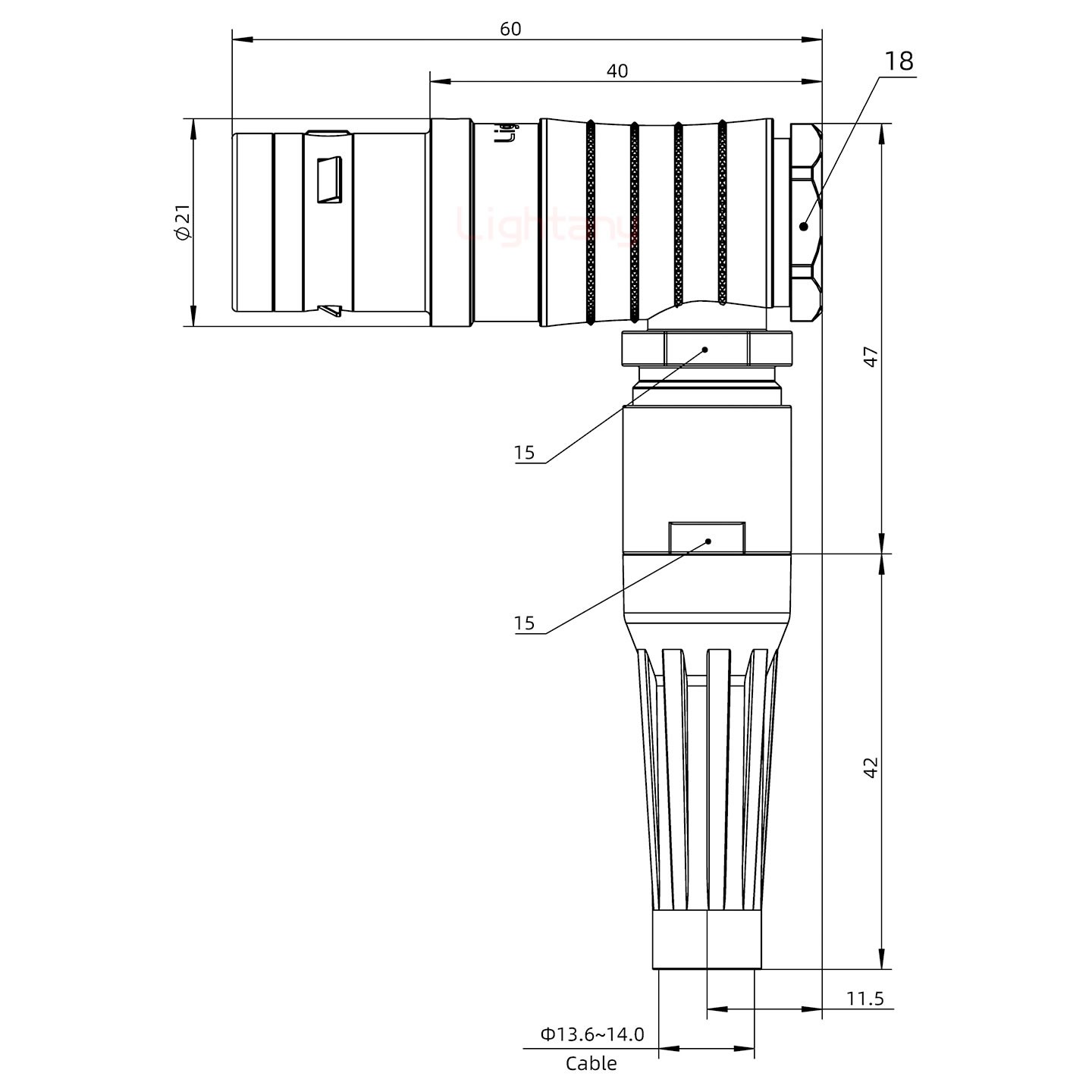 FHG.3K.003.CLAK14Z推拉自锁带护套弯式插头