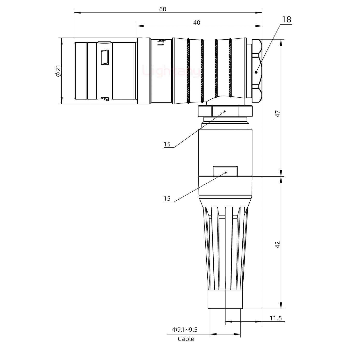 FHG.3K.003.CLAC95Z推拉自锁带护套弯式插头