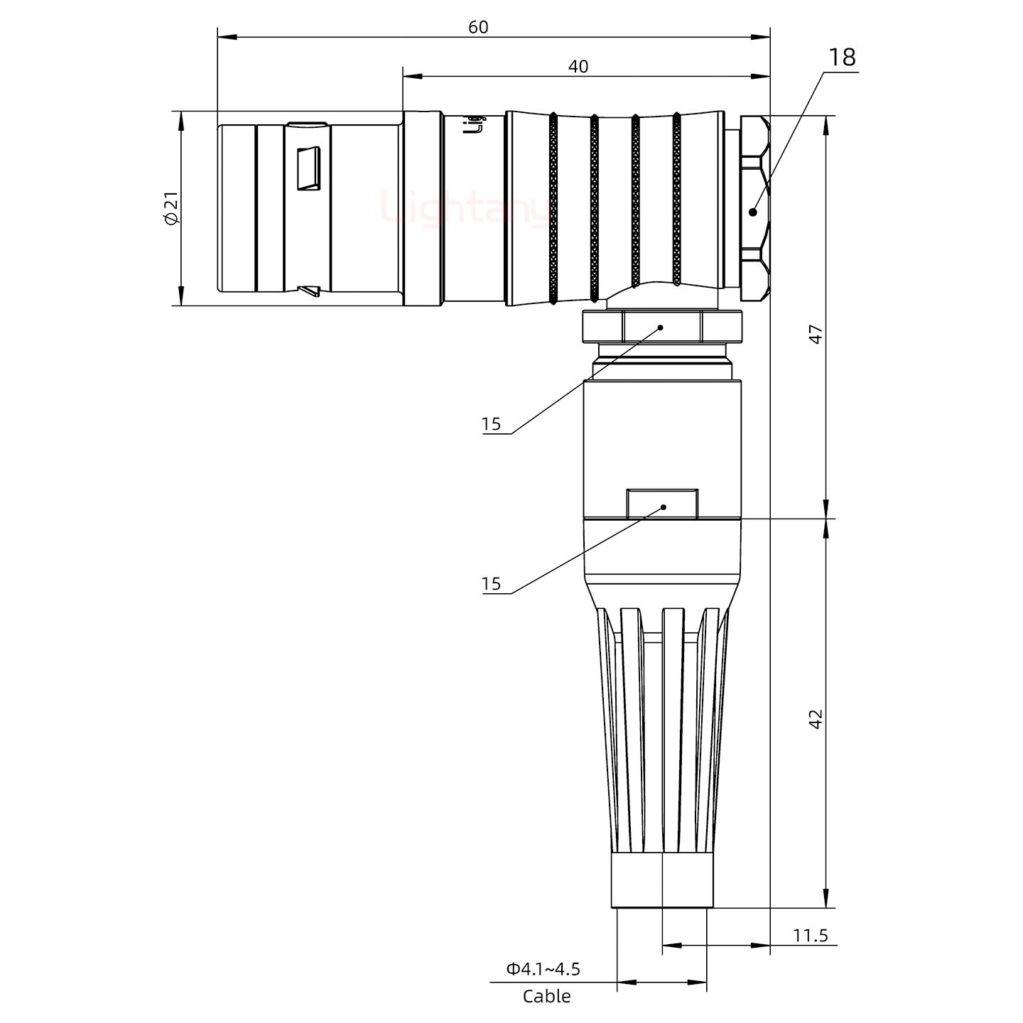 FHG.3K.010.CLAC45Z推拉自锁带护套弯式插头
